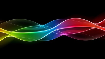 Naklejka premium Dynamic and vibrant abstract waves in colorful design against a black backdrop