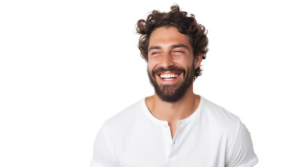 Fototapeta premium Handsome man with beard happy isolated on white background