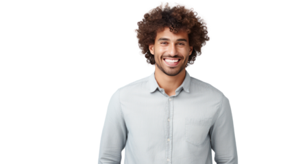 Happy young businessman or student isolated on white background