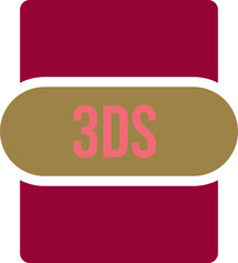 3DS File extension icon rounded and color fill