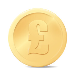 3d pound sterling golden coin. bussines and finance conept