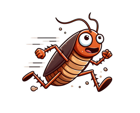 vector running scared cockroach cartoon vector illustration isolated on a transparent background