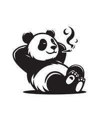 vector Chilling Panda vector art,graphics Pandas icons set,vintage illustration Panda clipart,vector Pandas flat style artwork design