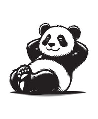 vector Chilling Panda vector art,graphics Pandas icons set,vintage illustration Panda clipart,vector Pandas flat style artwork design