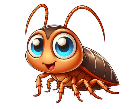 cute cartoon cockroach 2d illustration isolated on transparent background