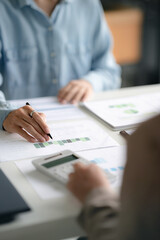 Fototapeta premium Business startup executive entrepreneur writing notes and reading documents
