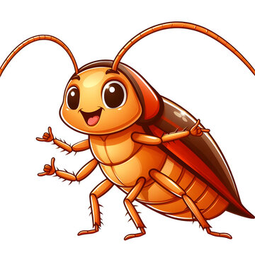 Cute smiley Cockroach 2d cartoon   illustration isolated on a transparent background