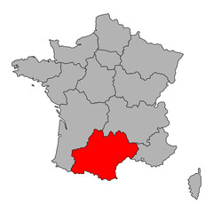 Occitania of France map symbol shape, travel web flat concept icon symbol vector