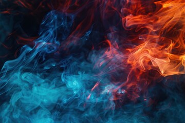 Blue Fire. Abstract Red and Blue Fire on Black Background