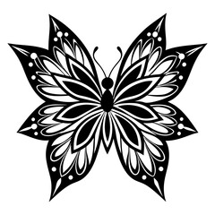 Butterfly mandala design vector silhouette on white background