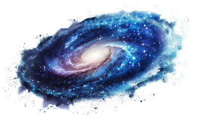 Spiral galaxy illustration with swirling stars and nebula, cut out