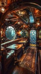 Obraz premium nautilus steampunk couloir