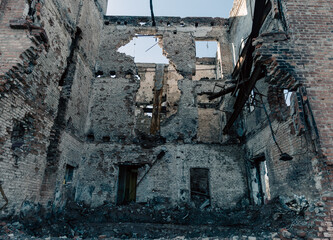 destroyed building in a city lost in the war in Ukraine