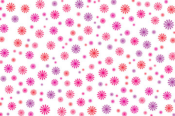 Seamless flower design pattern for fabric and paper print. Floral design pattern. Cute seamless pink flowers on white background. Vector illustration for fabric, textile, gift wrapping, background.