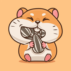 illustration of a cute hamster eating sunflower seeds