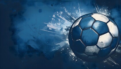 Fototapeta premium Soccer ball on blue background