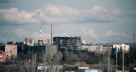 destroyed building in a city lost in the war in Ukraine