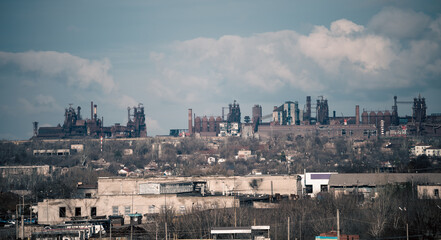 destroyed building in a city lost in the war in Ukraine