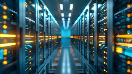 Fototapeta premium Data Center Protocols for Server Management and Cybersecurity in IT Infrastructure