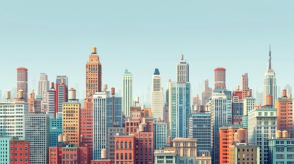 A detailed illustration of a city skyline with skyscrapers and office buildings, representing the corporate world and business opportunities.