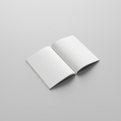 Opened White Book. Blank Cover Of Magazine, Book, Booklet, Brochure Isolated On White Background....