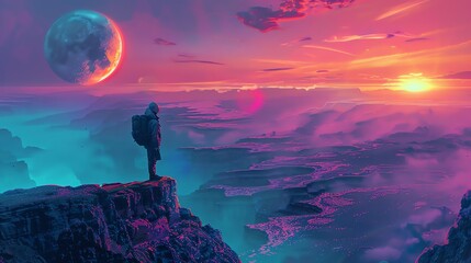 A digital nomad journeying through the landscapes of online security, a solitary guardian