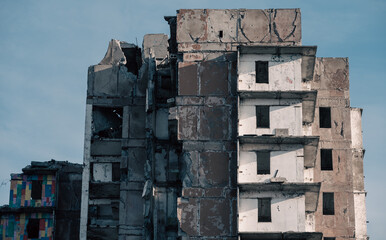 destroyed building in a city lost in the war in Ukraine