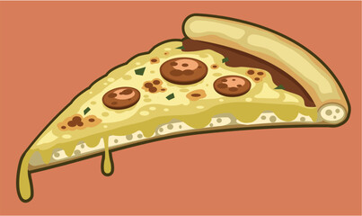 vector cartoon illustration of a slice of pizza