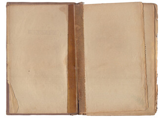 Vintage empty background of old book paper texture isolated