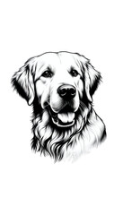 イギリスのゴールデン・レトリーバーのモノトーン画像。優しく愛情深い性格で、黄金の被毛が特徴。