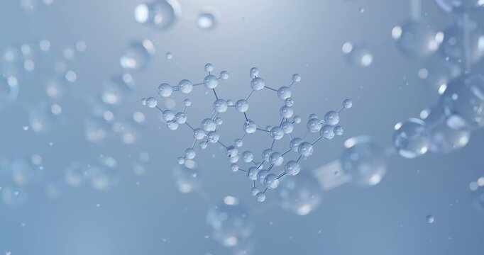 Tofacitinib Citrate, rotating 3D model of citrate salt, seamless looped video, molecular structure with selective focus