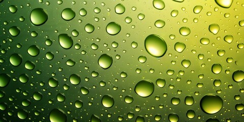 Water droplets on glass, green background,, summer water fresh concept