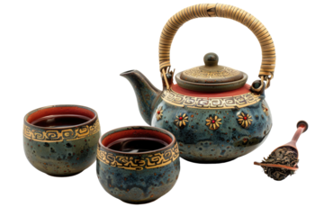 Authentic Asian Tea Set, Isolated on White Background