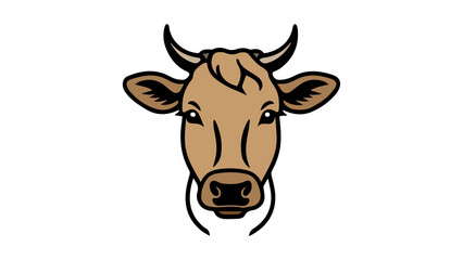 portrait of a brown cow illustration in vector on whtie backgound