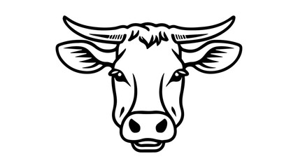 cute smiling cow outline illustration in vector on white background