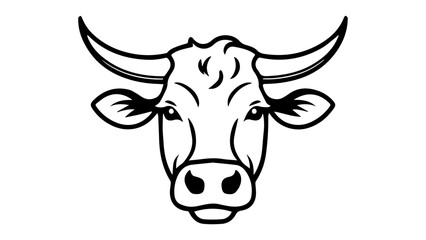 simple shape of a cute cow in vector, illustration of a cow profile outline