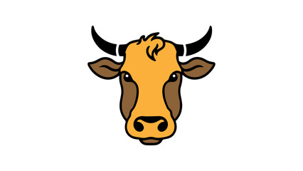 simple cute cow head icon illustration in vector