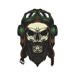 A Bearded Skull Rider with Vintage Pilot Helmet and Goggles
