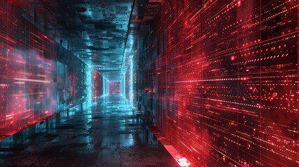 Ethereal firewall barrier in cyberspace, safeguarding digital information