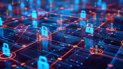 Obraz premium Intricate web of secure data connections, symbolizing network security