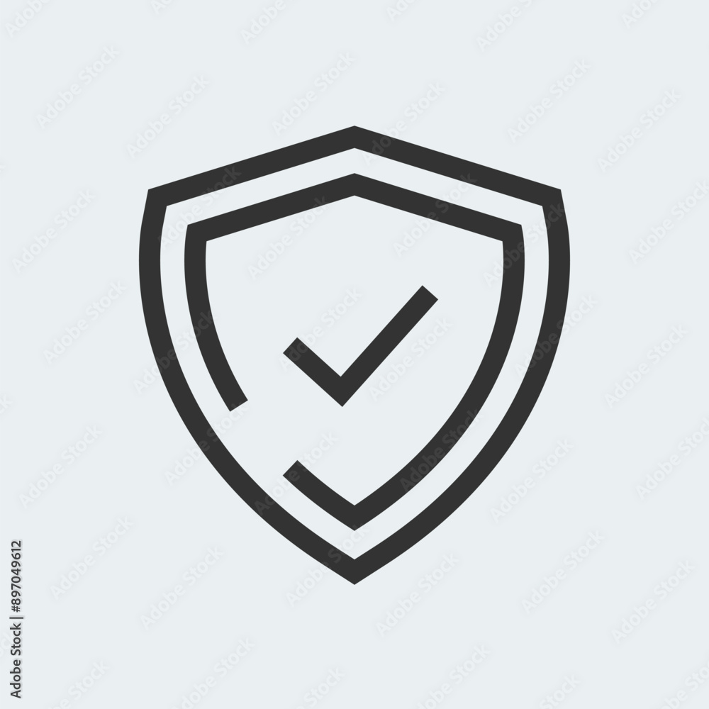 Aufkleber shield with check mark line icon vector design