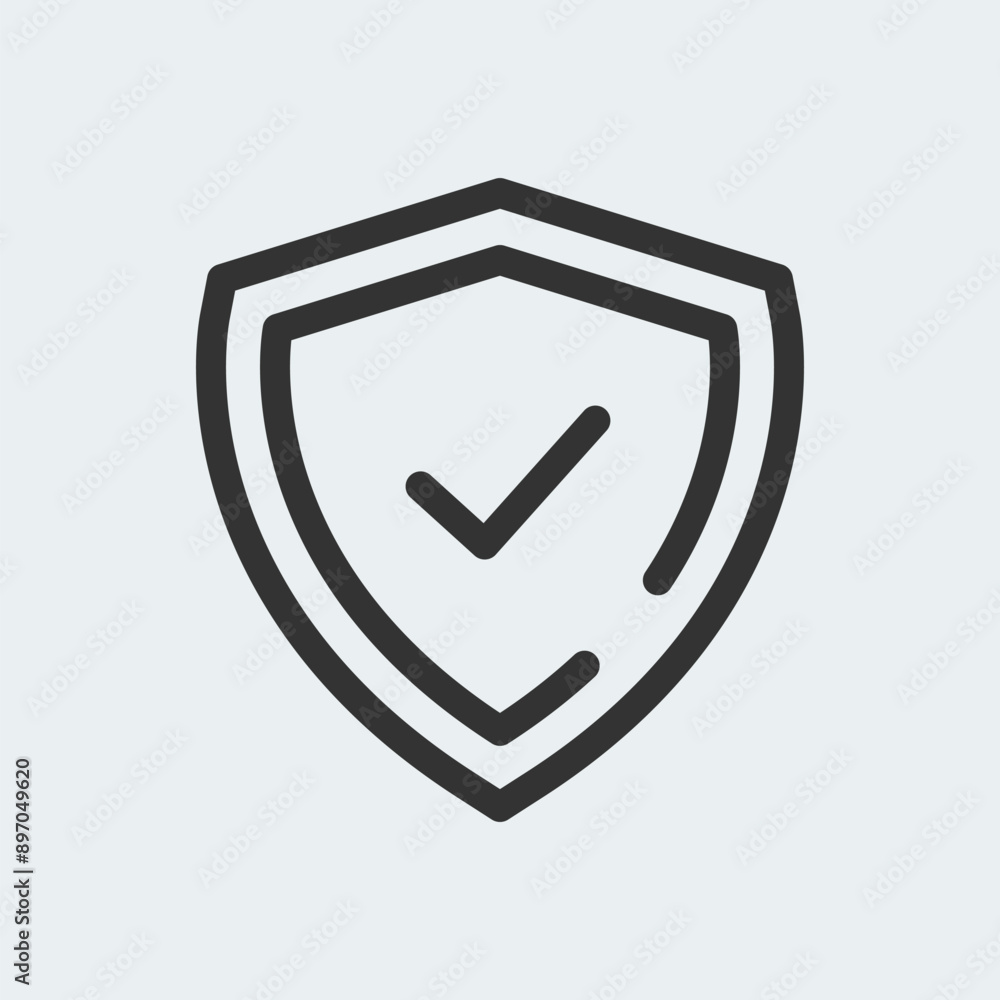 Poster shield with check mark line icon vector design