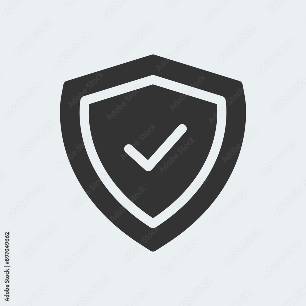 Poster shield with check mark icon vector design