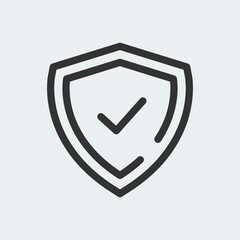 Shield with check mark line icon vector design