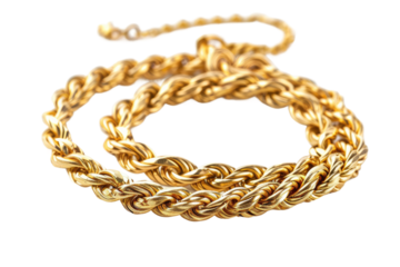 Elegant Gold Chain Necklace, Isolated on White Background