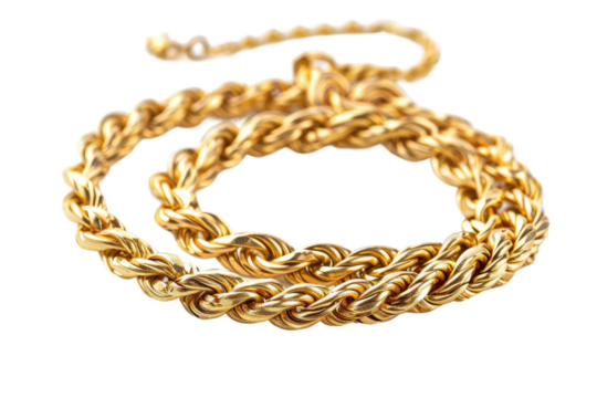 Elegant Gold Chain Necklace, Isolated on White Background