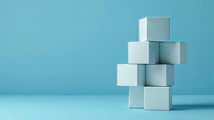 Rotating a leadership symbol cube alternates between 'directing' and 'delegating', set against a stunning blue backdrop with ample copy space image, embodying business leadership concepts