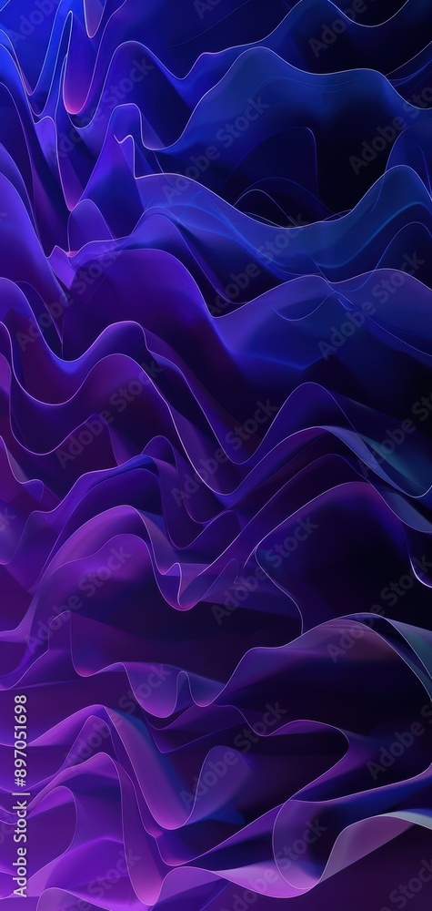 Poster abstract purple and blue waves with flowing patterns and gradients
