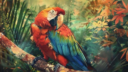 Obraz premium Vibrant parrot, adding a splash of color and tropical flair