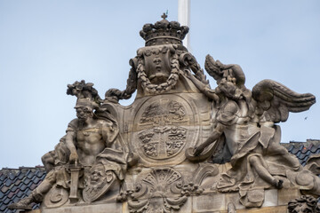 Photographs taken from different angles on the streets of Copenhagen the capital of Denmark churches, panoramic views of the city buildings and statues